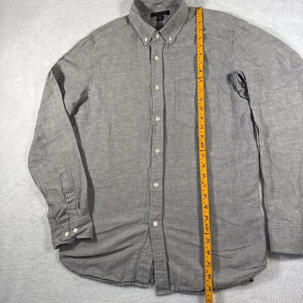 Banana Republic Men's M 15-15.5 Greige Linen Blend Long Sleeve‎ Button Down